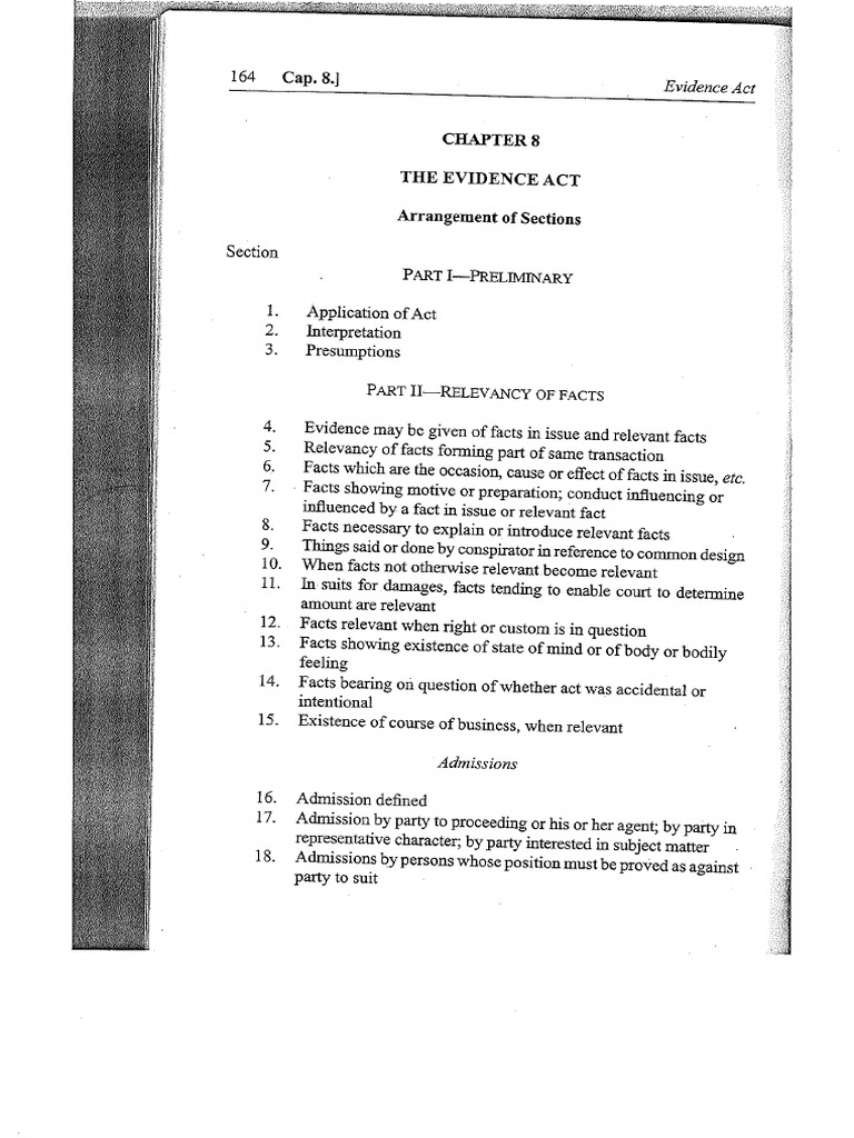 Cap 8. The Evidence Act | PDF