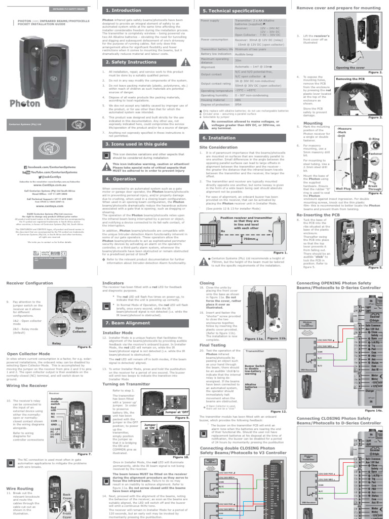 Centurion Photon Beams Installation Guide | PDF | Relay | Light ...