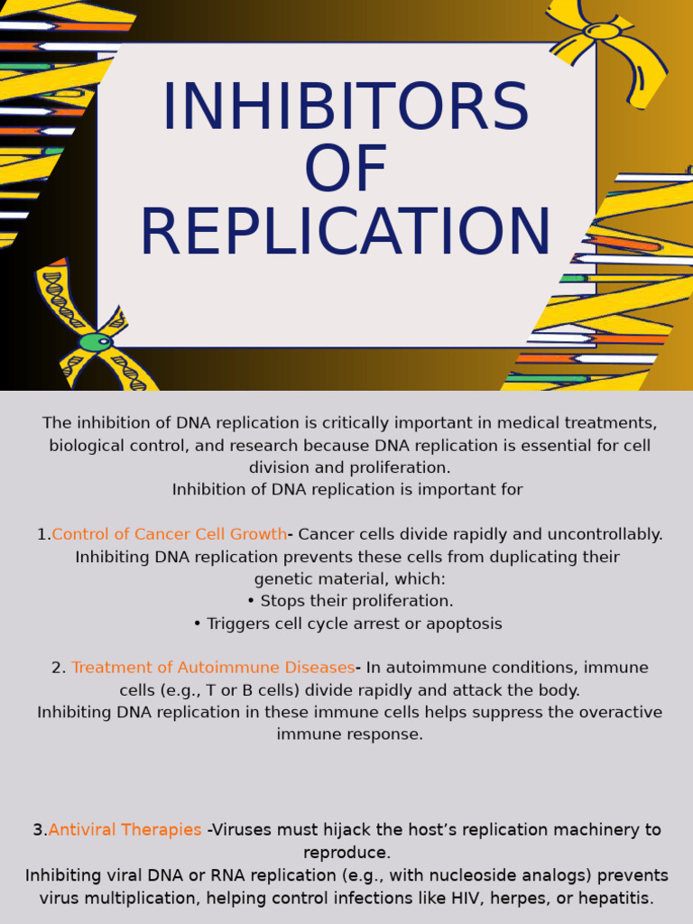 DNA Replication Inhibitors in Medicine | PDF | Dna | Dna Replication