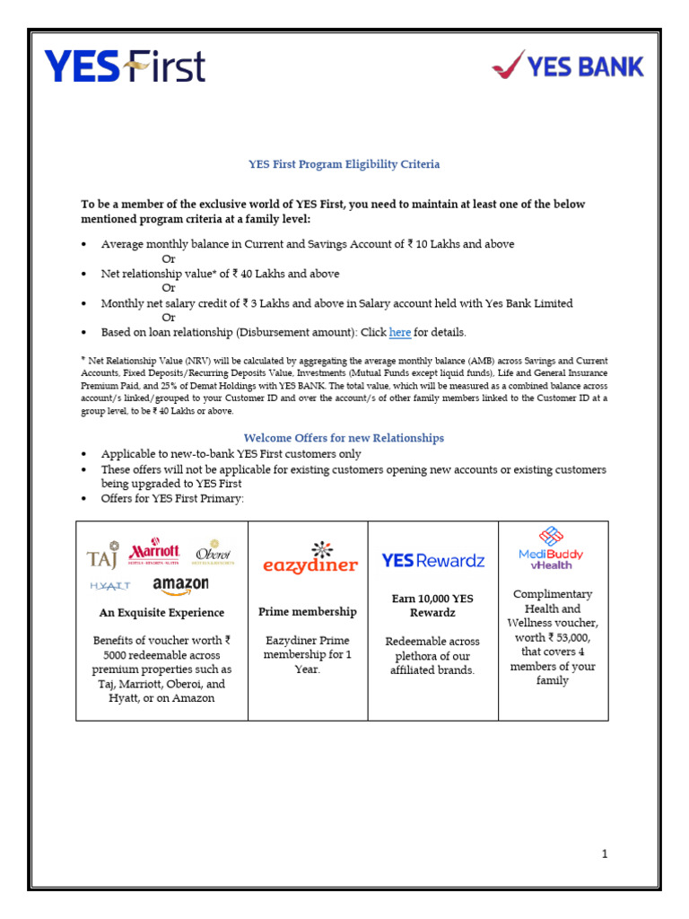 YES First Program Eligibility and Benefits | PDF | Banks | Voucher
