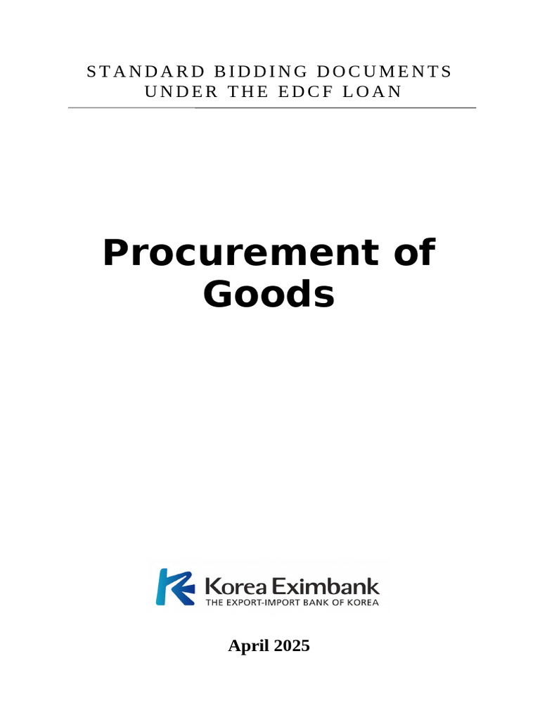 EDCF Standard Bidding Documents for Goods | PDF | Procurement | Loans