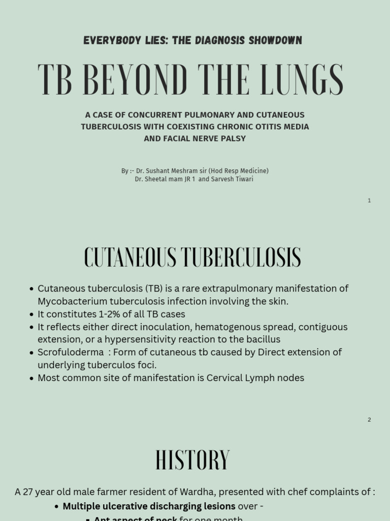 Cutaneous TB: A Case Study | PDF | Tuberculosis | Medical Specialties