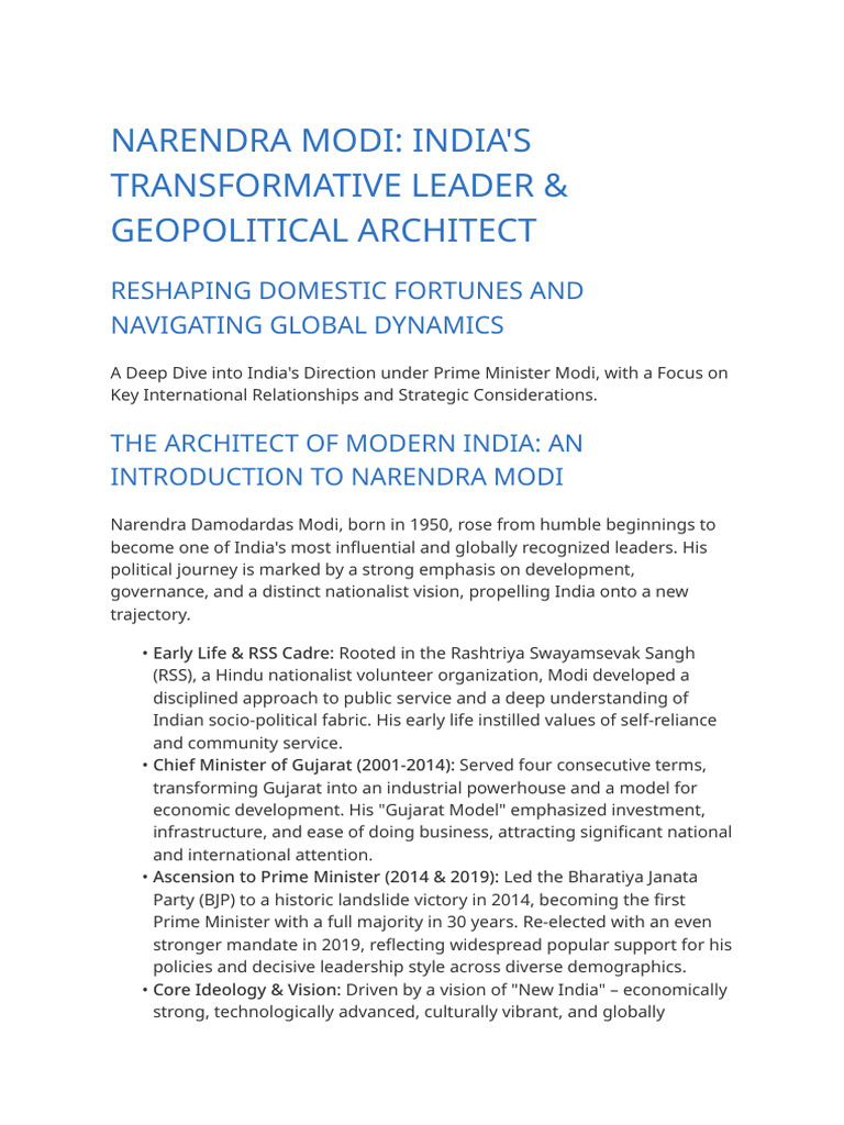 Modi's Leadership: Transforming India | PDF | Narendra Modi ...