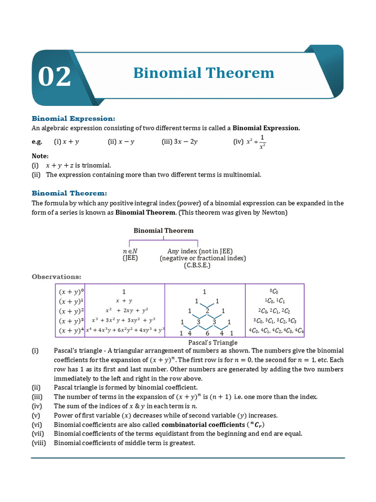 Binomial Theorem | PDF | Mathematics | Algebra