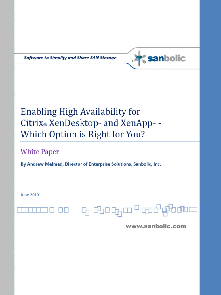 HA Options For Citrix Virtual Solutions | PDF | Computer File | Cache ...