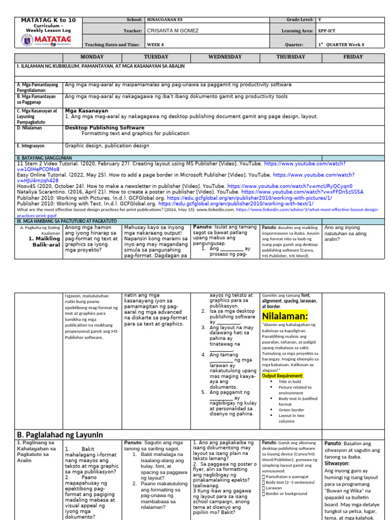 DLL - Epp Ict 5 - q1 w4 | PDF