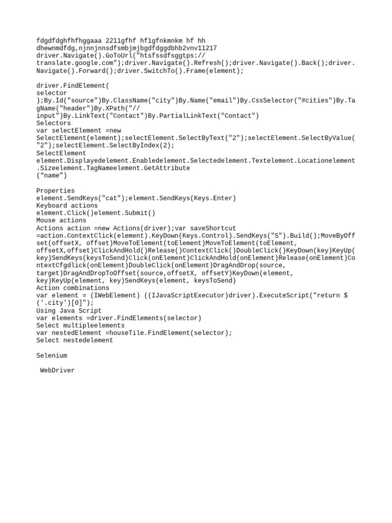 Selenium WebDriver Actions Guide | PDF