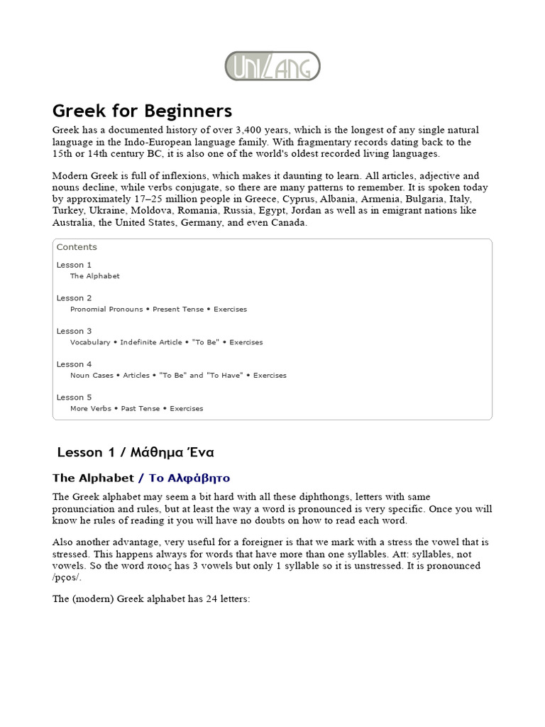 Learn Greek: Beginner's Guide | PDF | Grammatical Gender | Grammatical ...