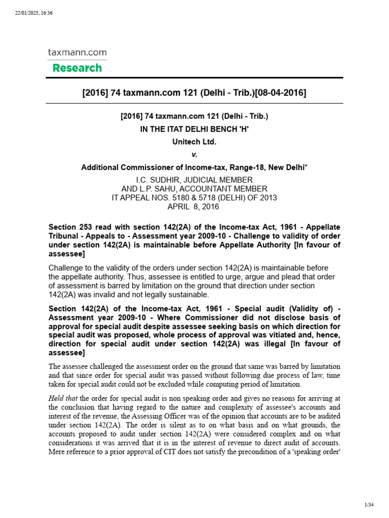 Validity of Special Audit Under 142(2A) | PDF | Taxes | Expense