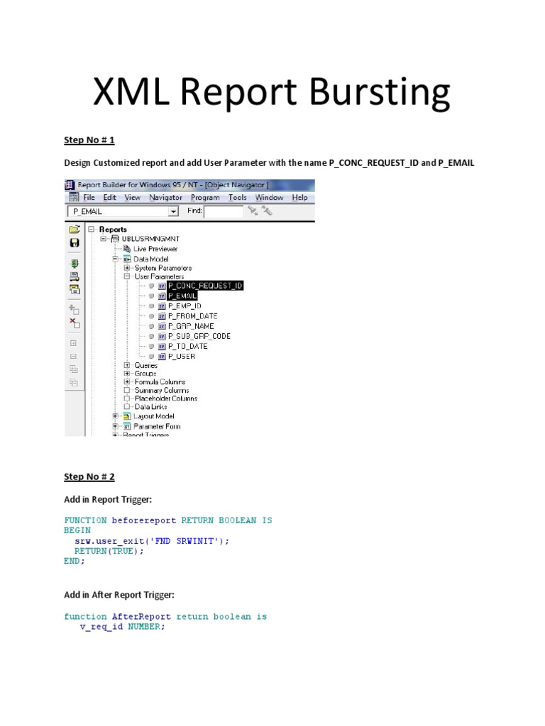 XML Report Bursting | Xml | Boolean Data Type | Free 30-day Trial | Scribd