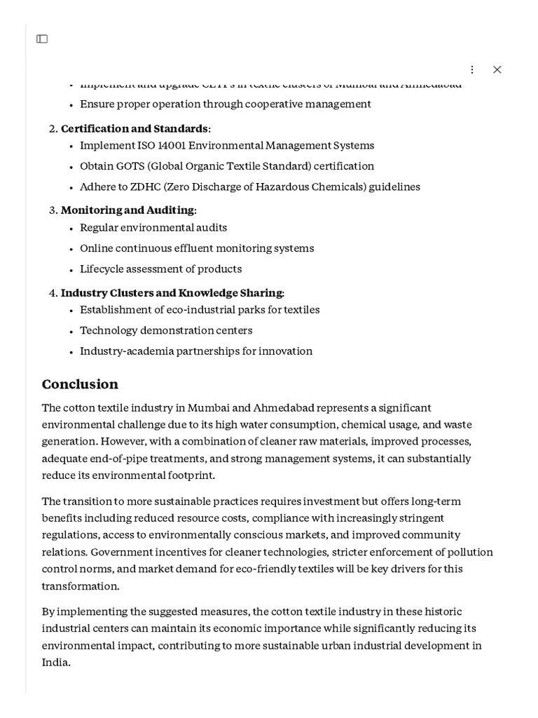 Cotton Textile Industry: Environmental Impact Analysis | PDF ...
