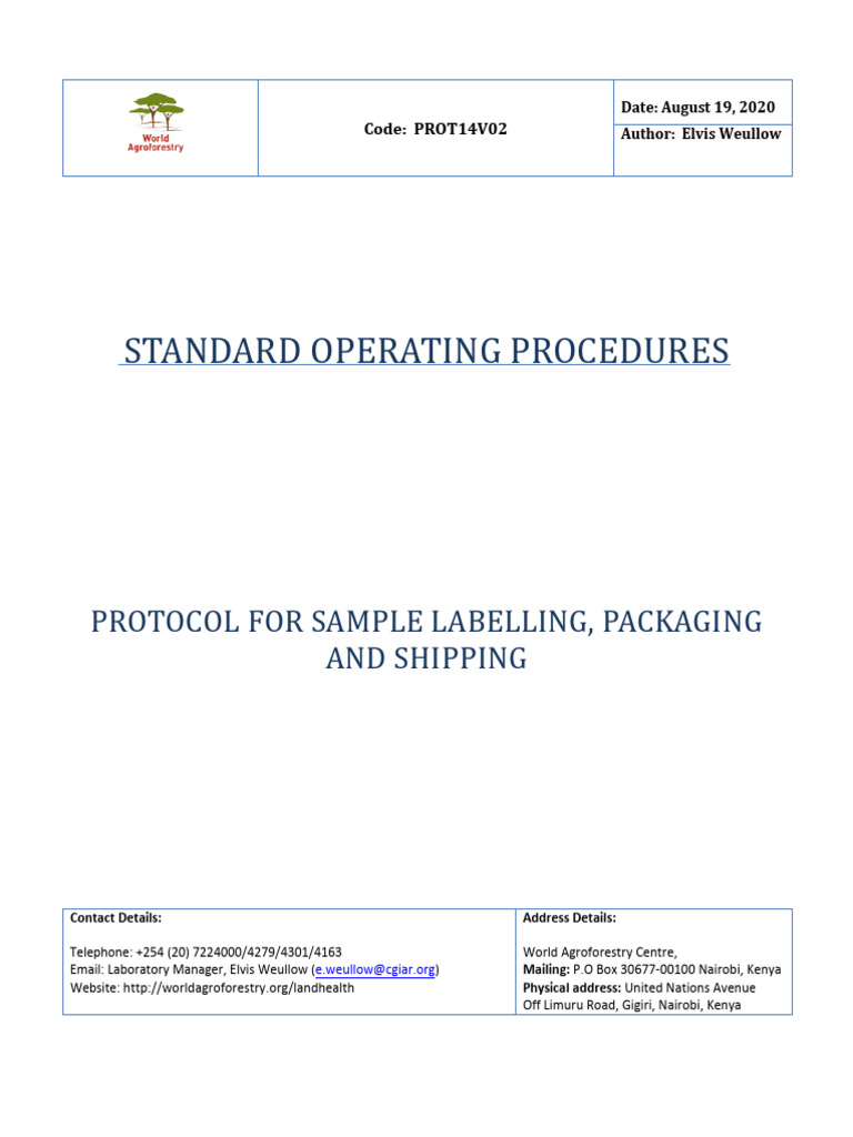 Sample Labelling and Shipping SOP | PDF