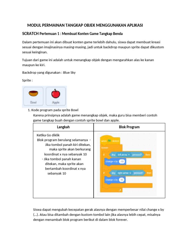 Modul Game Tangkap Objek di Scratch | PDF