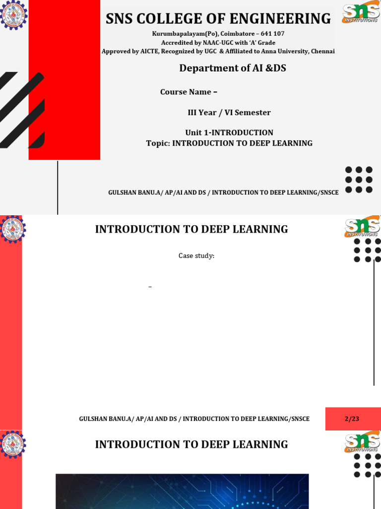 Introduction To Deep Learning | PDF | Deep Learning | Computational ...