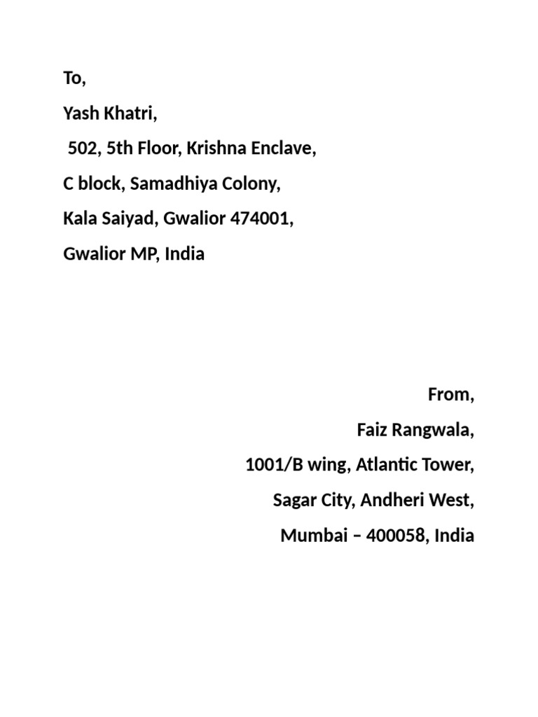Address Details for Yash Khatri | PDF