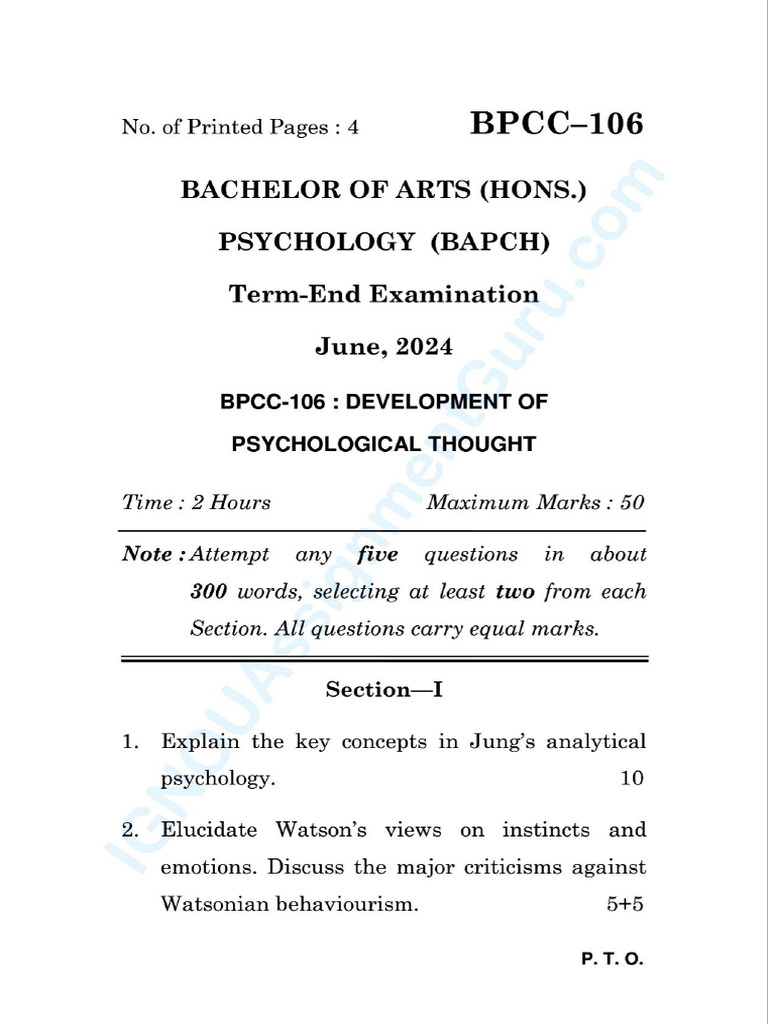 BPCC 106 Previous Questions | PDF