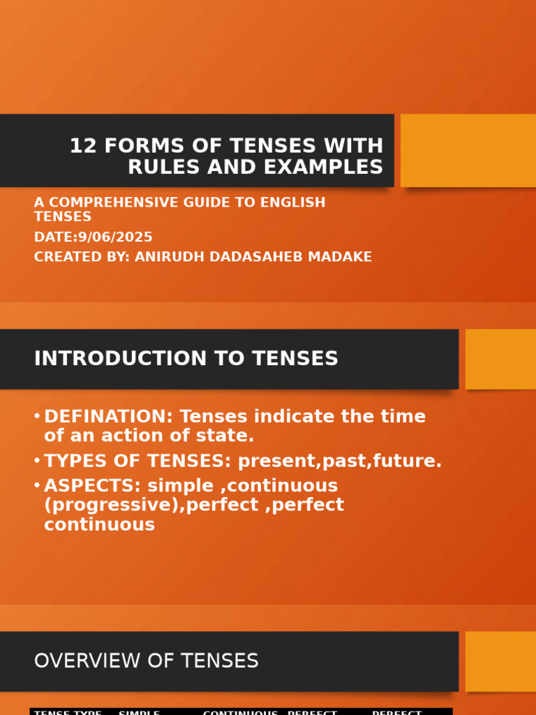 12 Forms of Tenses With Rules and Examples | PDF | Grammatical Tense | Verb