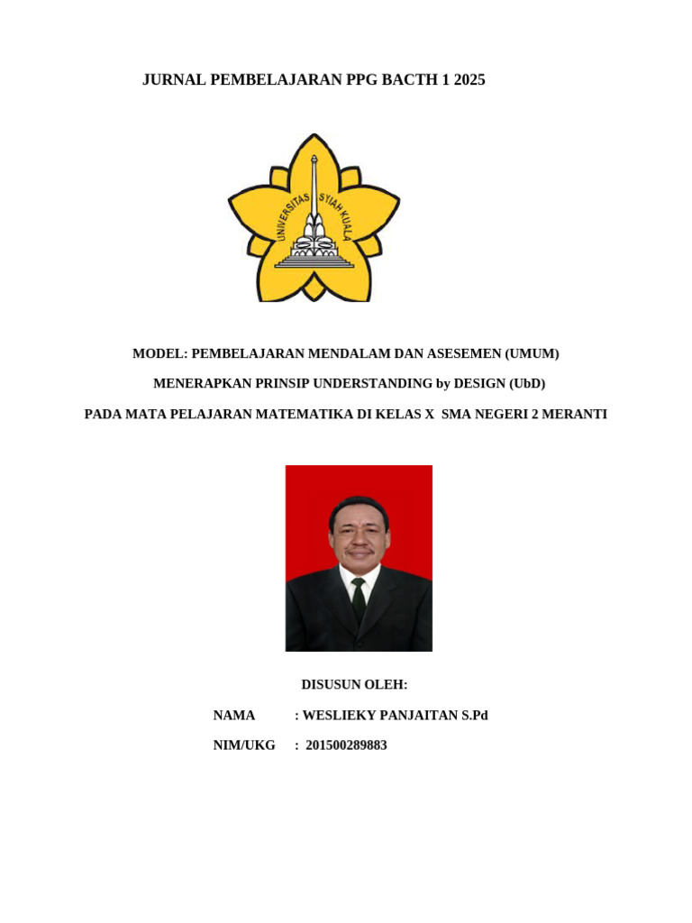 Jurnal Pembelajaran PPG 2025: UbD Matematika | PDF