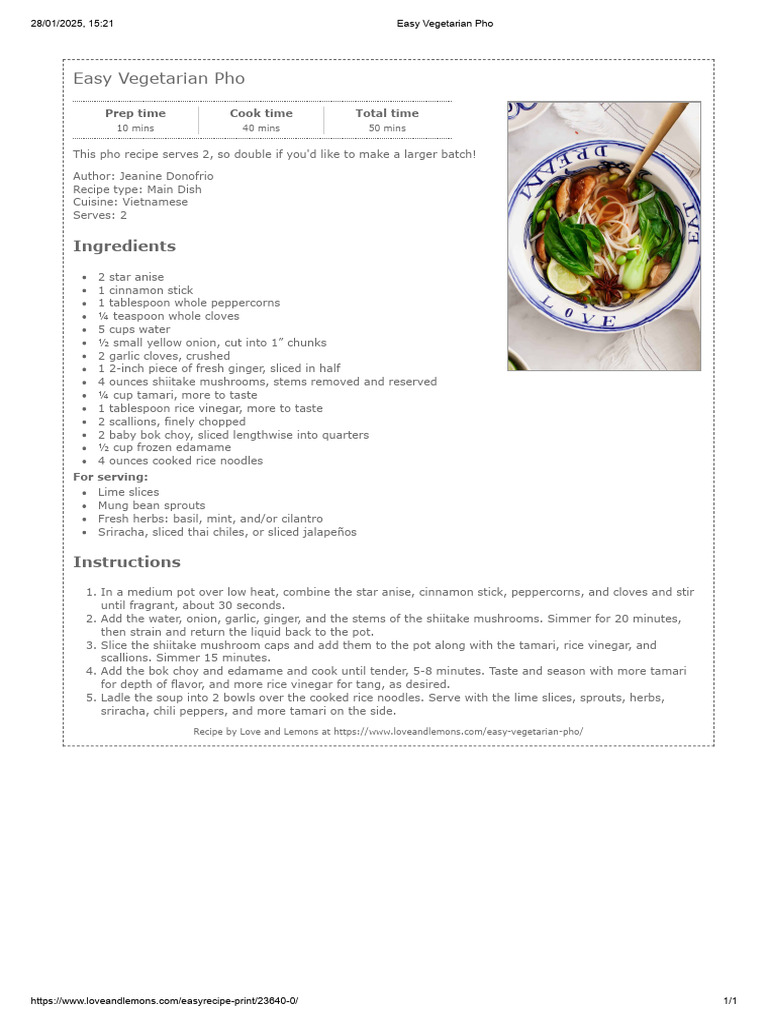 Easy Vegetarian Pho | PDF