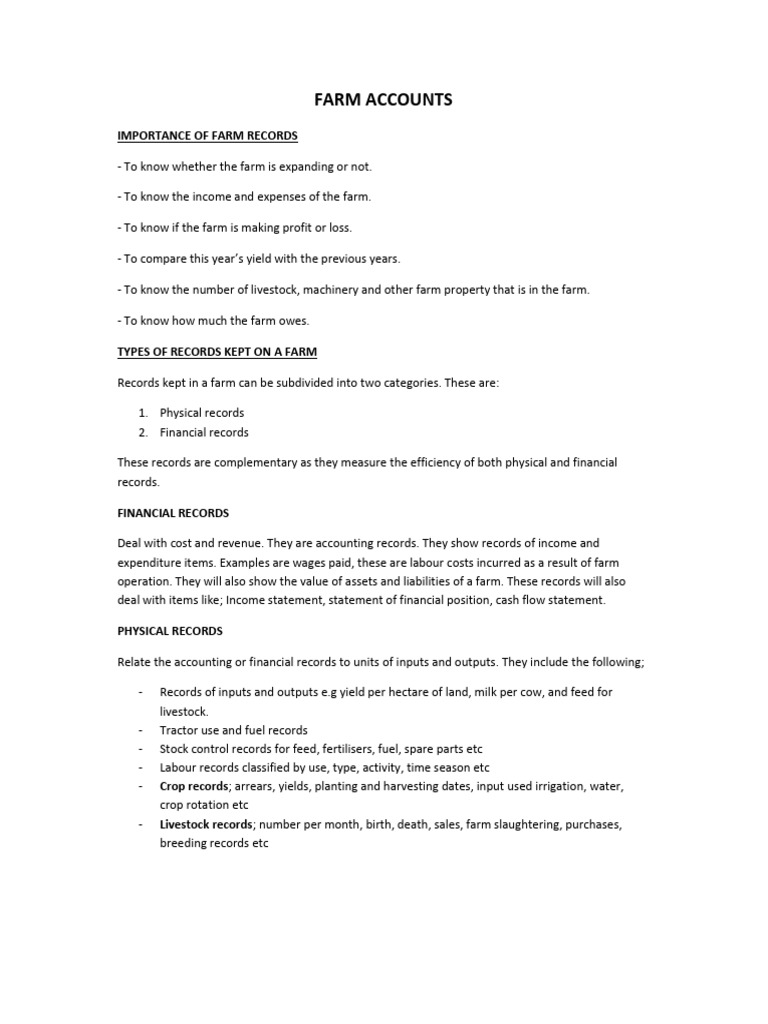 Overview of Farm Accounting Records | PDF | Farms | Expense