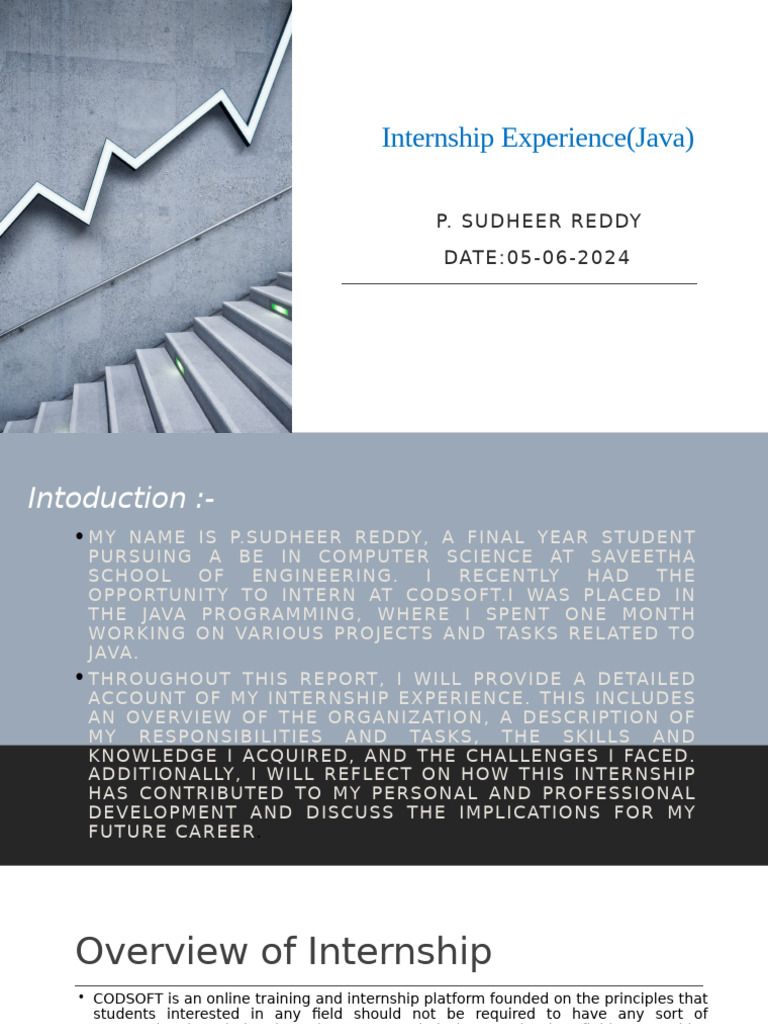 Java Internship Experience Overview | PDF | Java (Programming Language ...