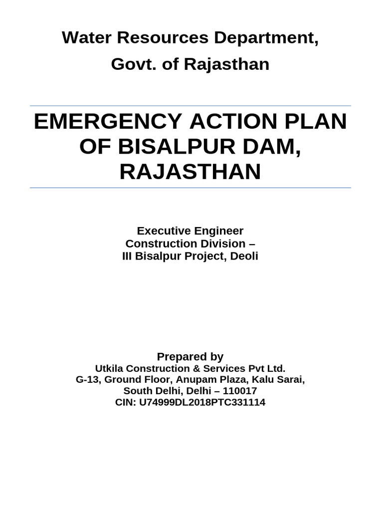Bisalpur Dam Emergency Action Plan | PDF | Emergency Management | Dam