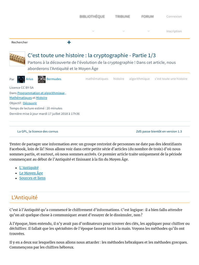 Histoire de la cryptographie : Antiquité à Moyen Âge | PDF | Cryptage ...