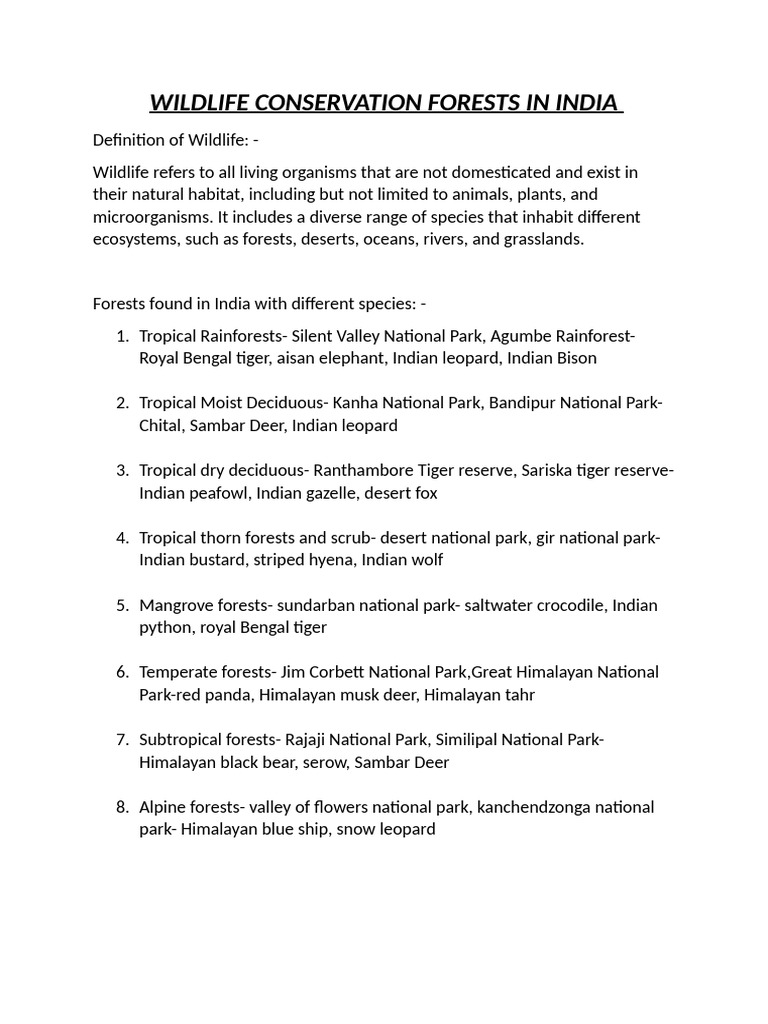 Wildlife Conservation in India | PDF | Conservation Biology | Tiger
