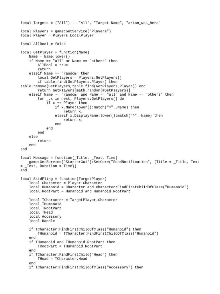 Roblox Skid Fling Script Guide | PDF | Control Flow | Functional ...