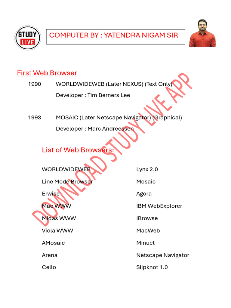Comprehensive List of Web Browsers | PDF