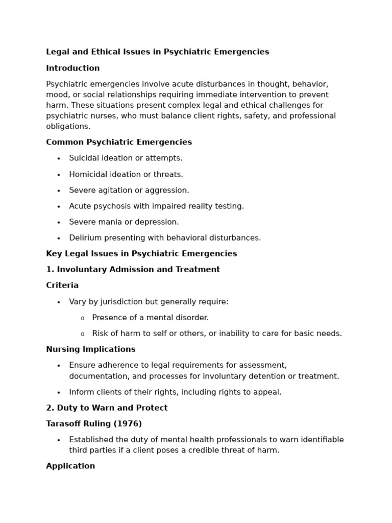 Legal and Ethical Challenges in Crisis Care | PDF | Psychiatry | Autonomy