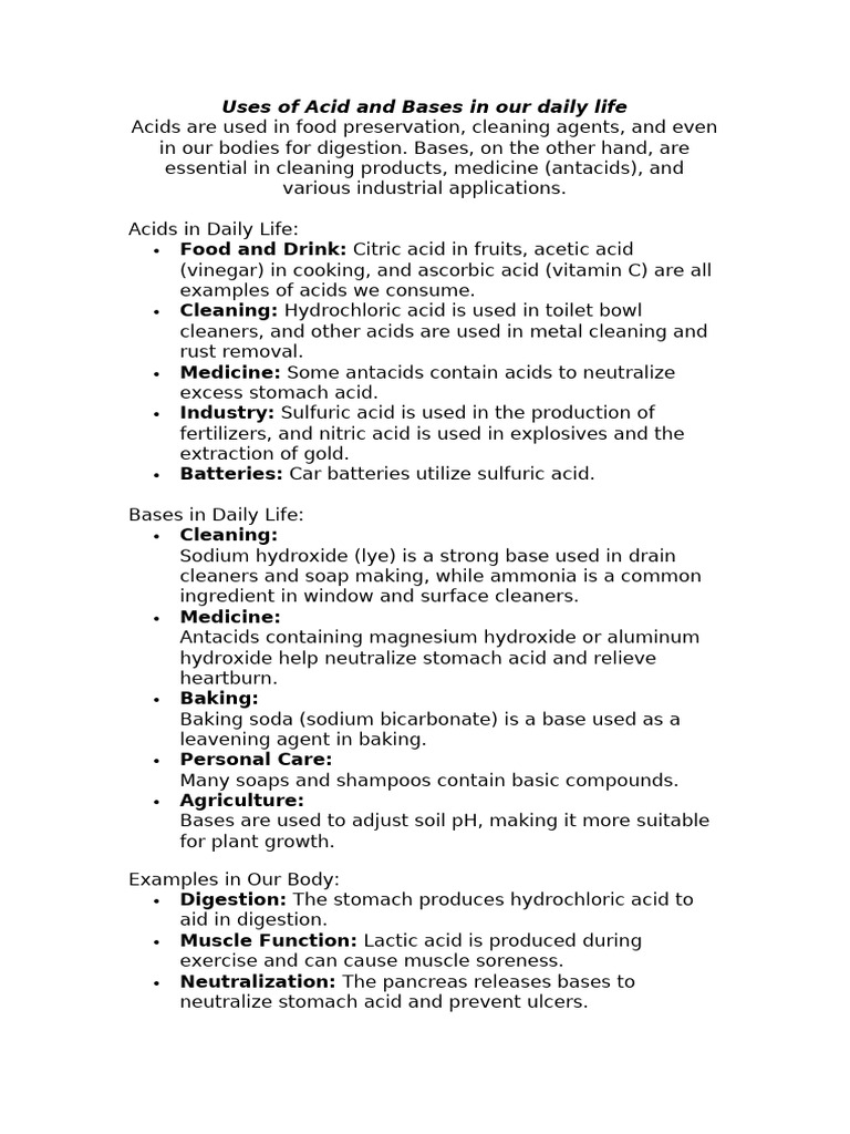 Acid Base Examples Everyday Life