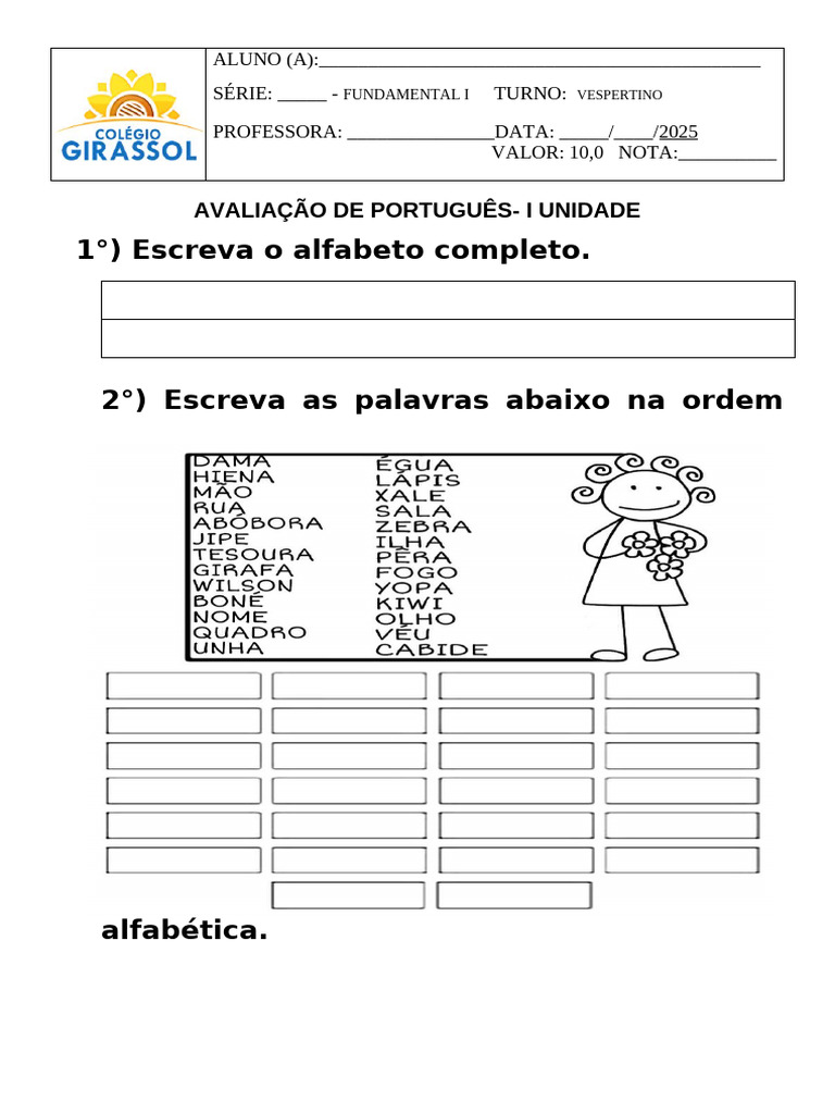 Avaliação de Português - 2º Ano | PDF