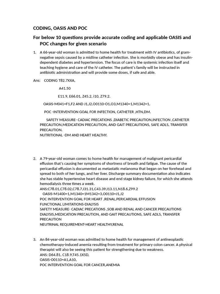 OASIS Coding and POC Guidelines | PDF | Chronic Kidney Disease | Diabetes