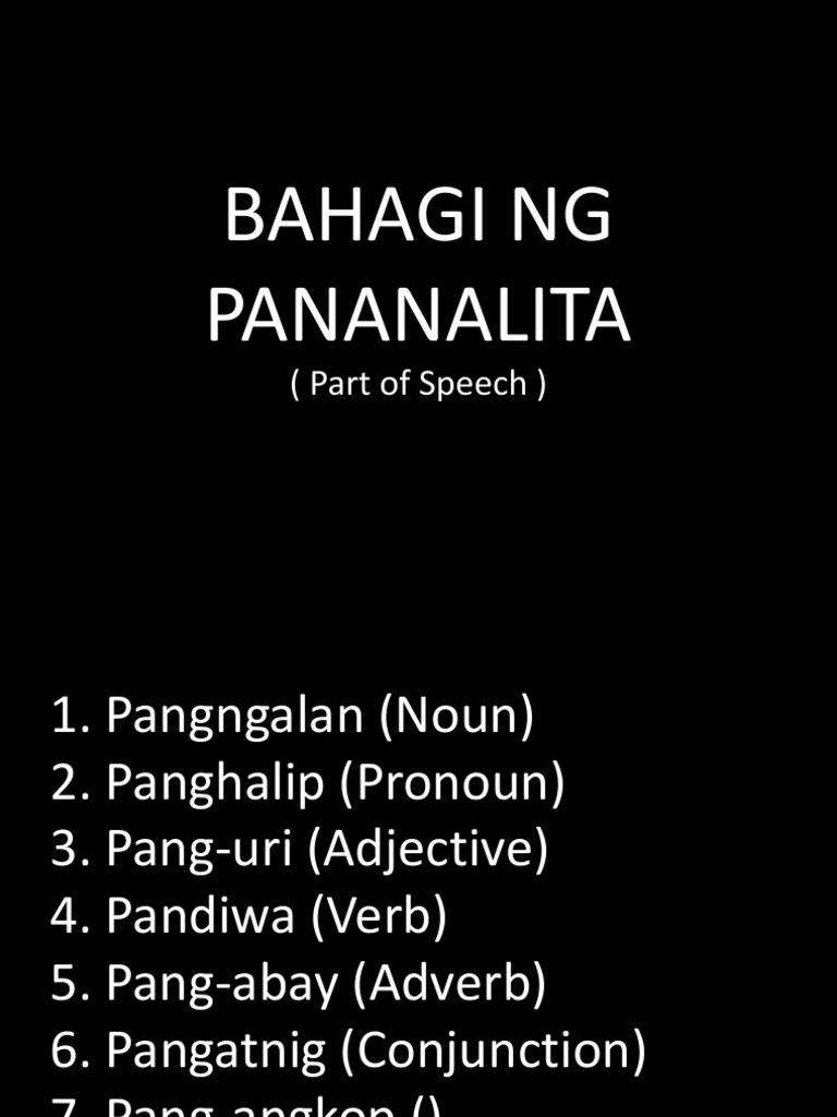 Bahagi Ng Pananalita