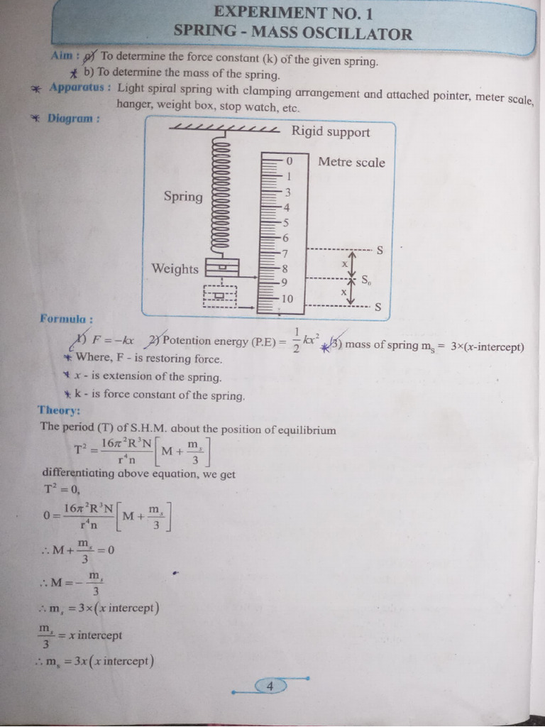 Spring Mass Oscillator Experiment Guide | PDF | Physical Quantities ...