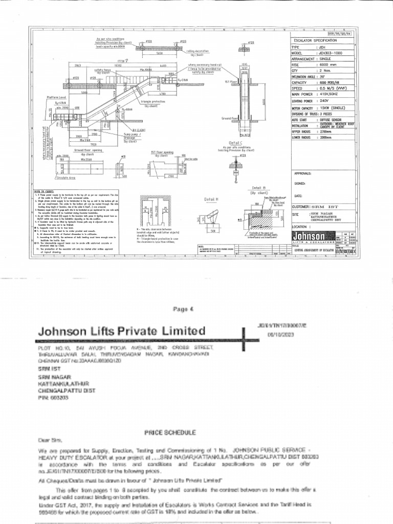 Escalator Drawing & Quotation | PDF