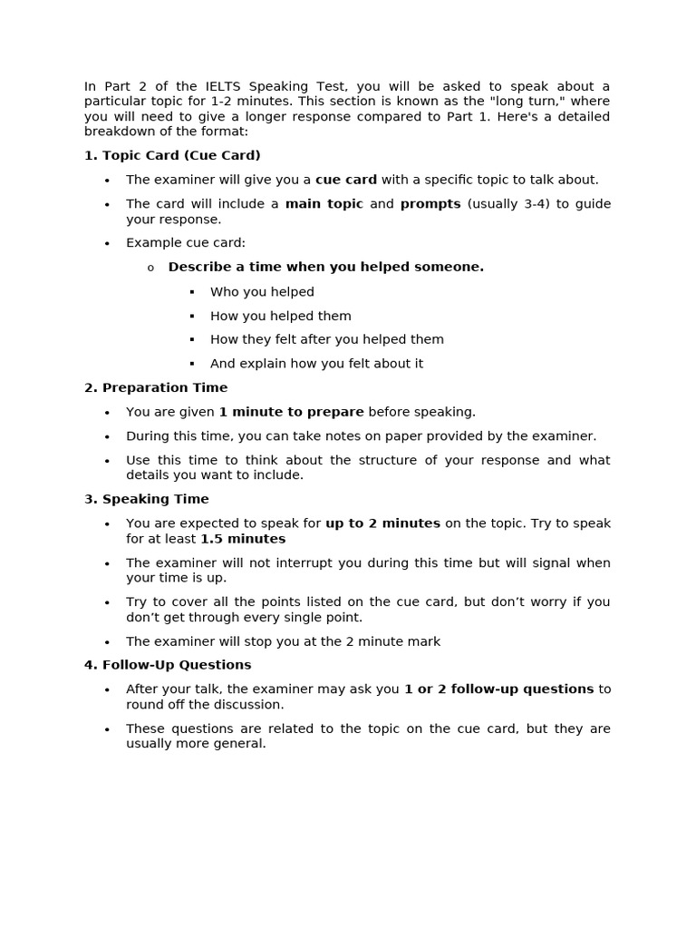 IELTS Speaking Part 2 Guide | PDF | Vocabulary | Fluency