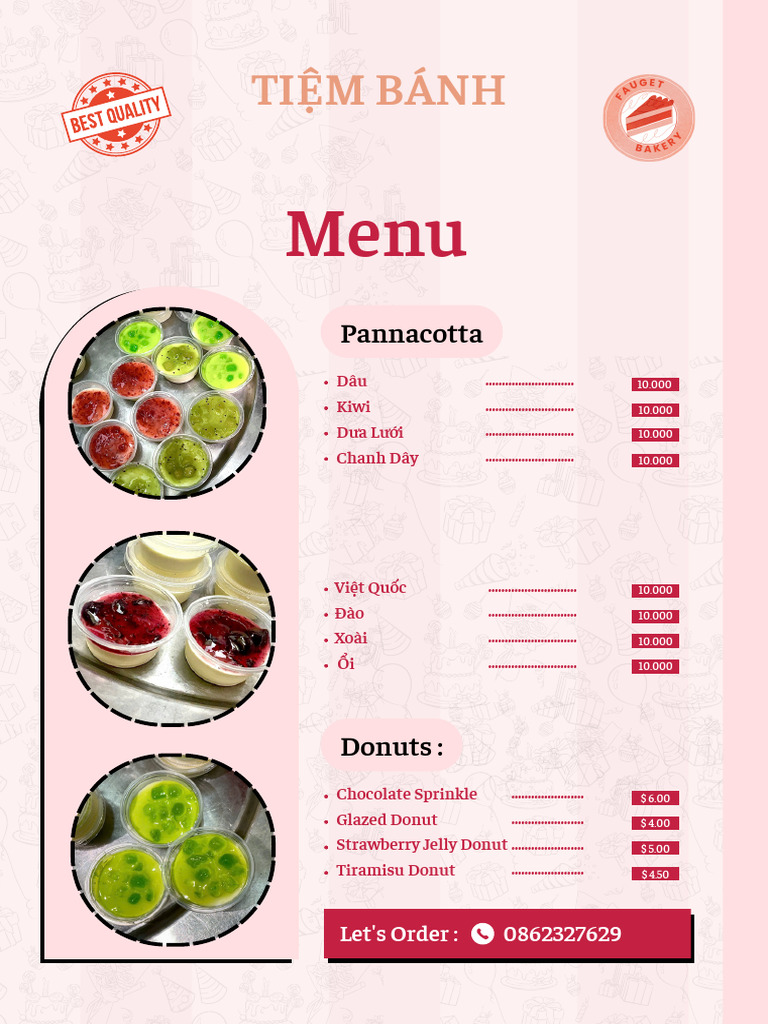 Pink Cute Minimalist Illustrative Bakery Shop Menu PDF | PDF