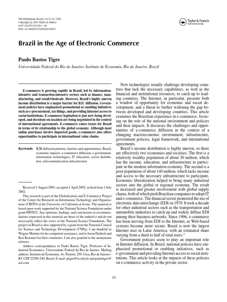 Brazil in The Age of Electronic Commerce | PDF | E Commerce | Income ...