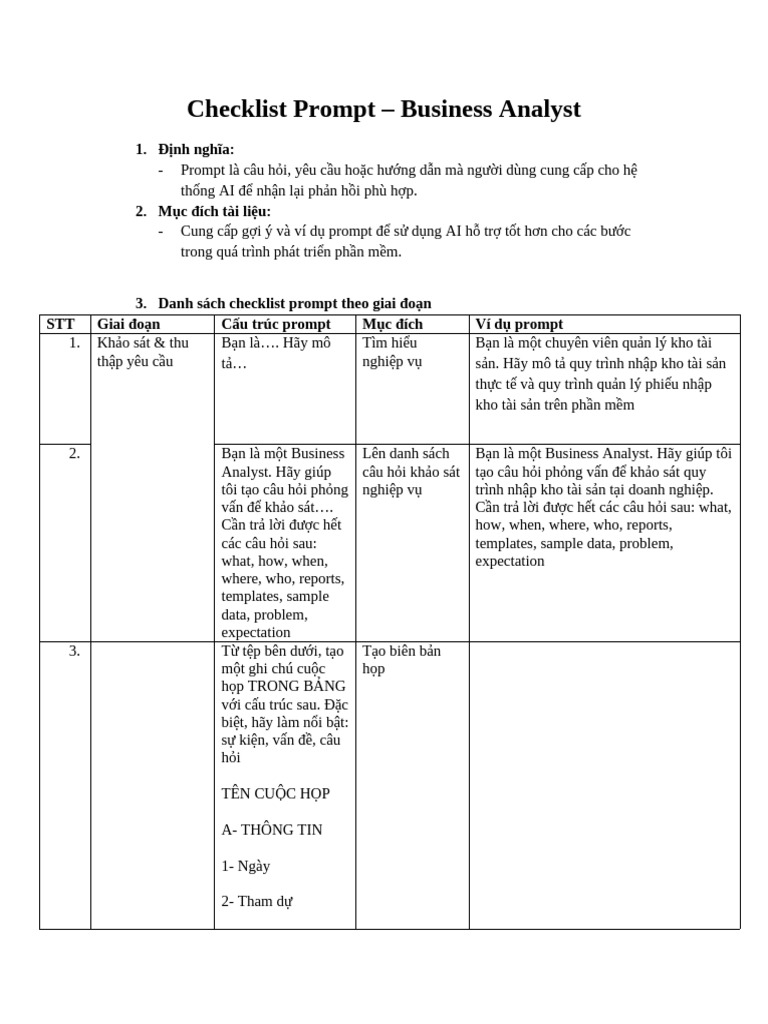 BA Checklist Prompt | PDF