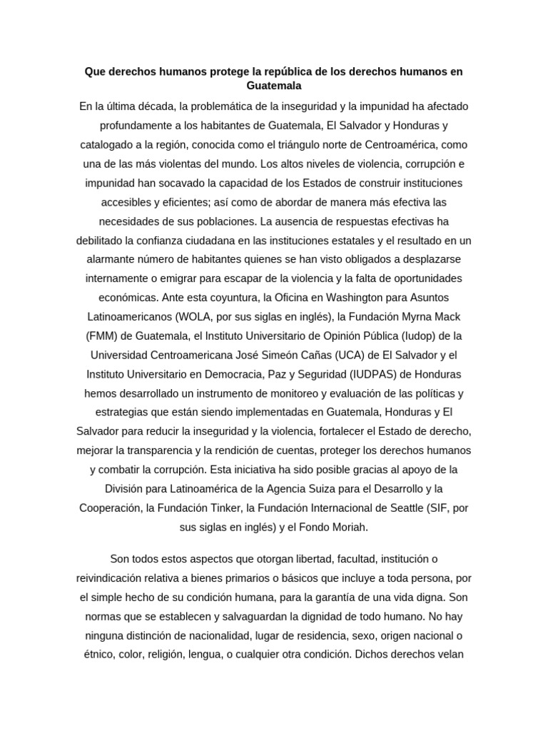 Que Derechos Humanos Protege La República de Los Derechos Humanos en ...