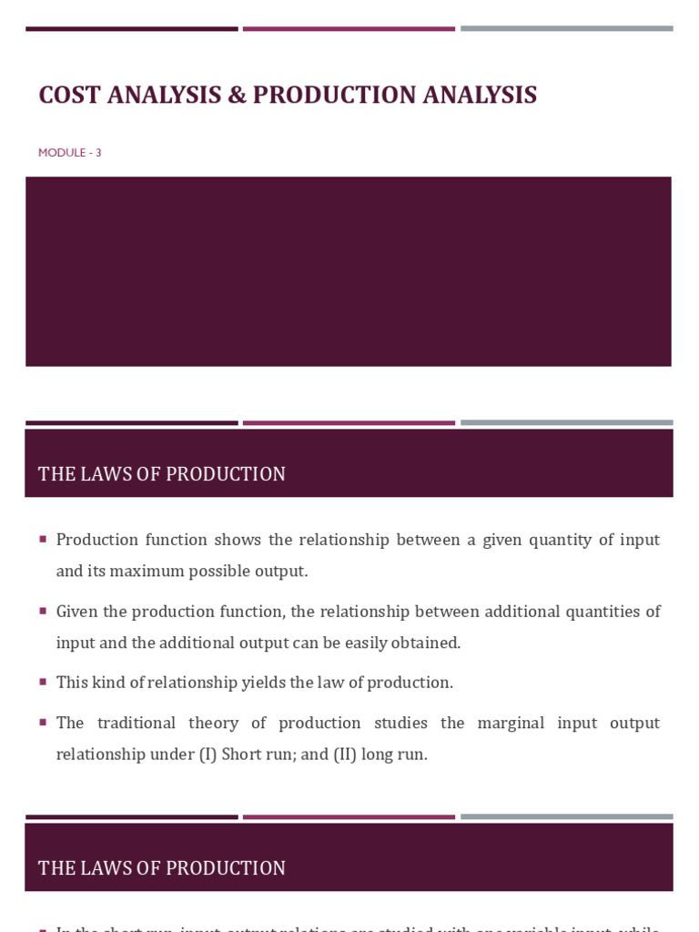 Cost Analysis & Production Analysis: Module - 3 | PDF | Economies ...