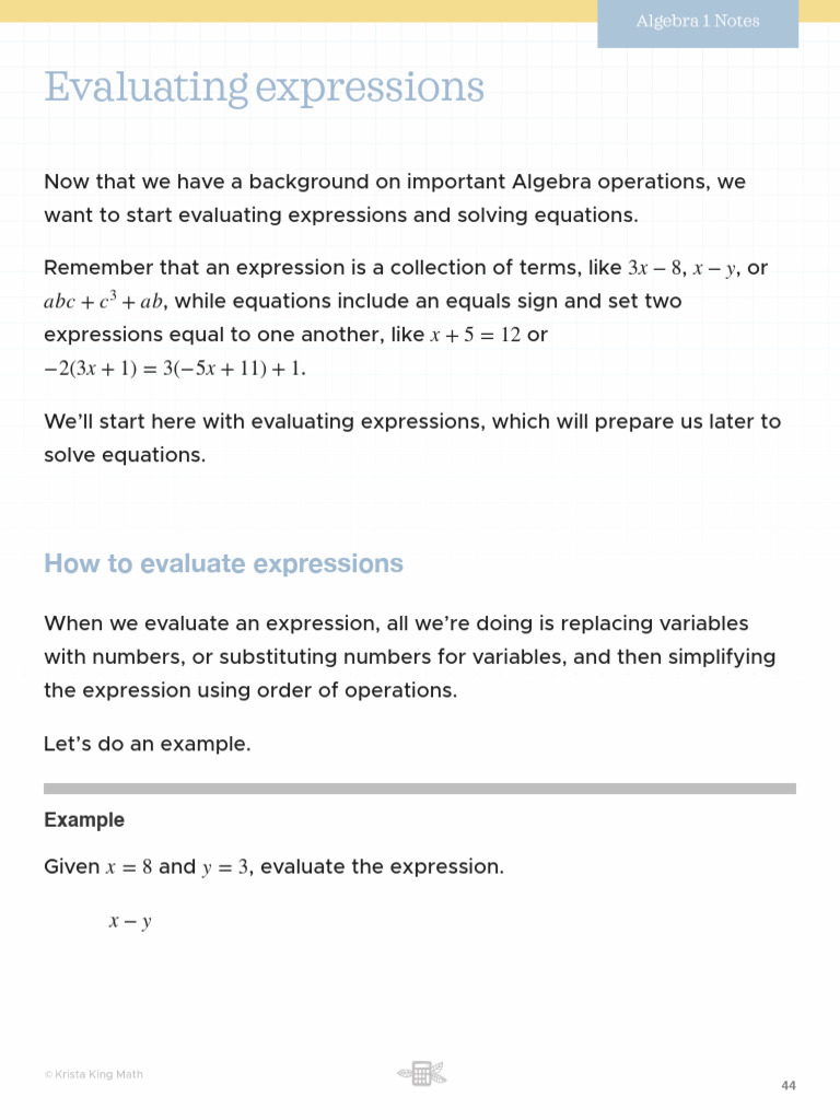 01 Evaluating Expressions | PDF