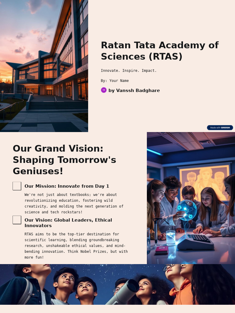 Ratan Tata Academy of Sciences RTAS | PDF | Cognition