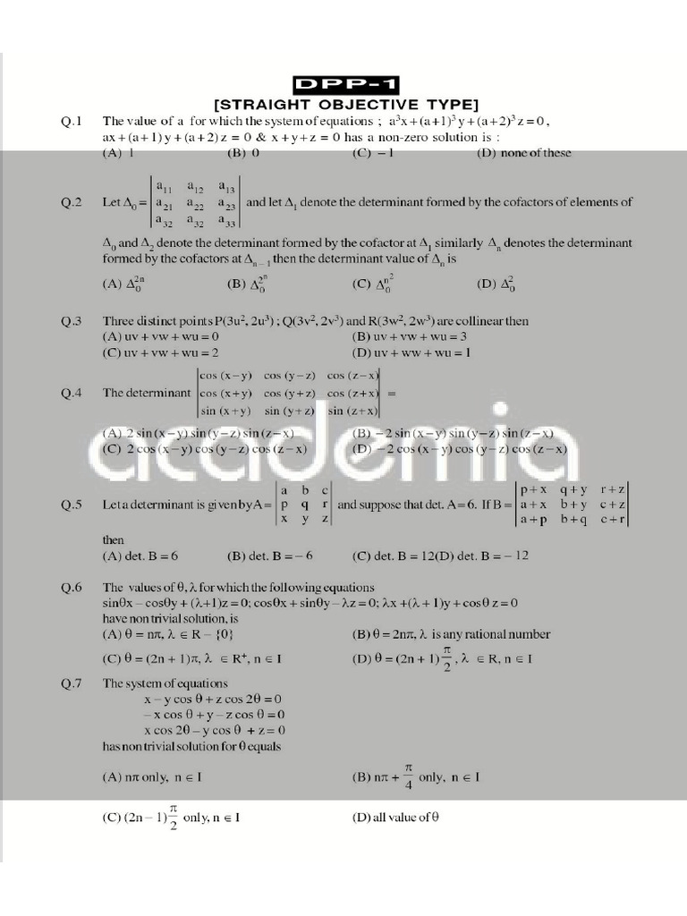 DPP Class 12 Mathematics | PDF