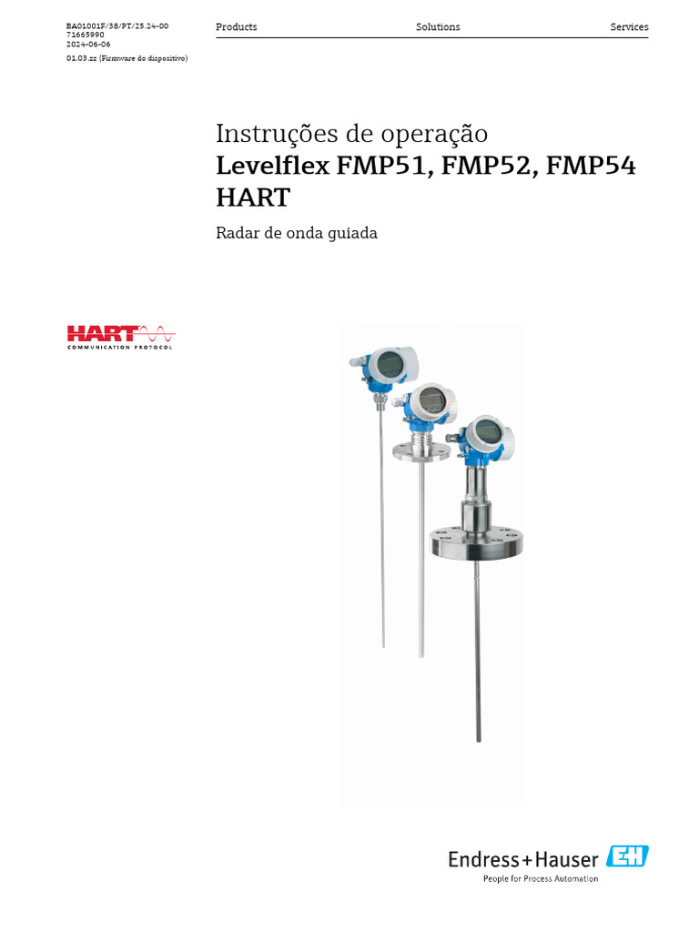 Instruções Levelflex FMP51/FMP52/FMP54 HART | PDF | Bluetooth | Temperatura