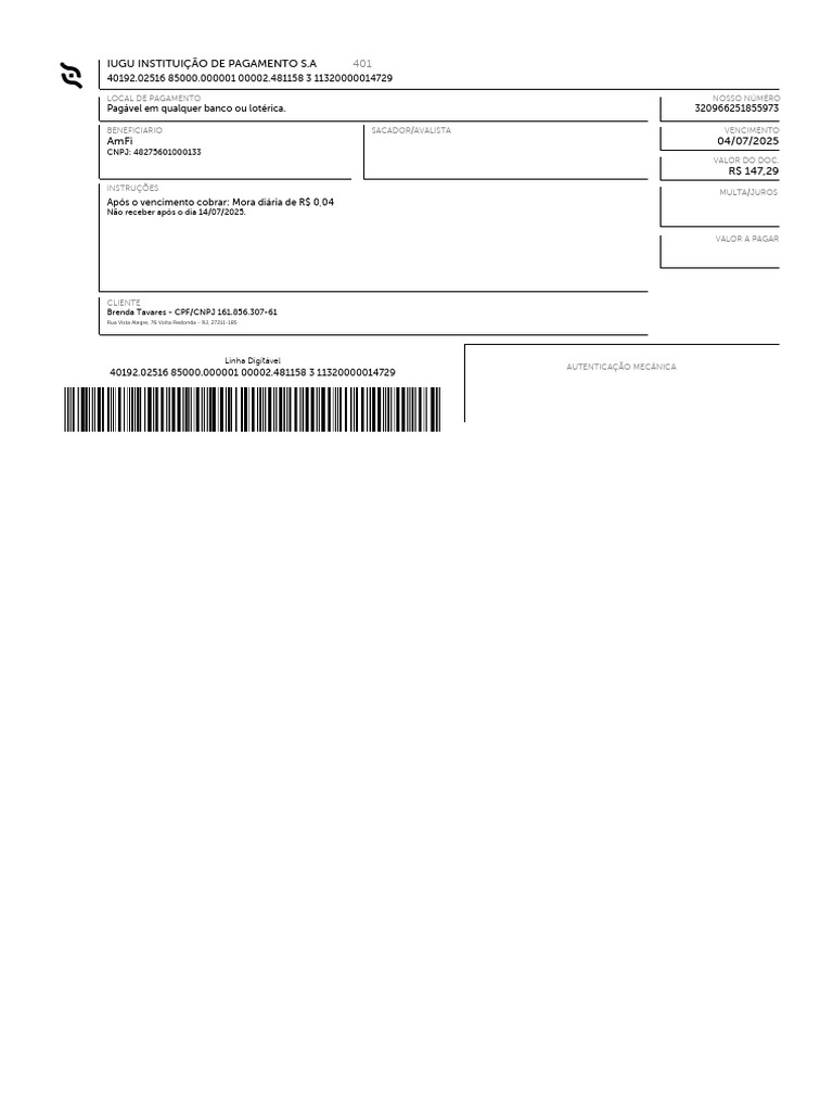 Boleto Supersim | PDF