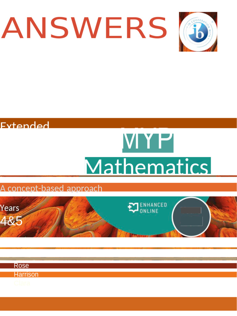 MYP Mathematics 4 & 5 Answers | PDF | Student Assessment And Evaluation ...