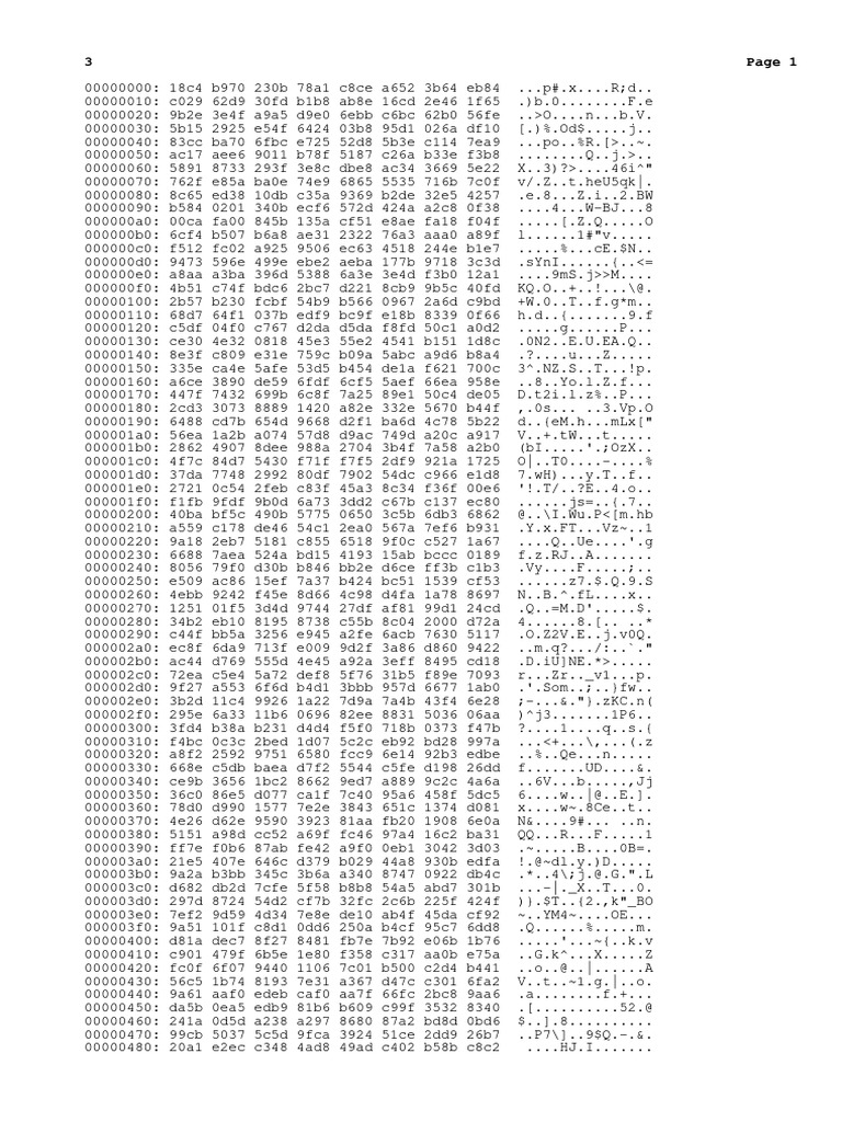 Hexadecimal Data Dump Analysis | PDF